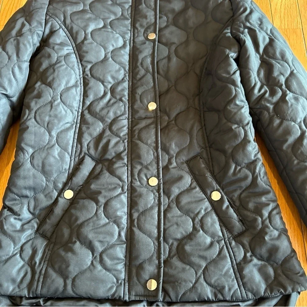 So Brand Girls Size 14/16 Black Snap Front W/ Pockets Quilted Winter Jacket Coat